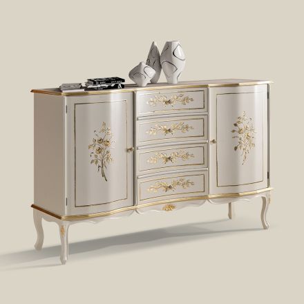 Credenza Classica 2 Ante e 4 Cassetti in Legno Made in Italy - Windsor Viadurini