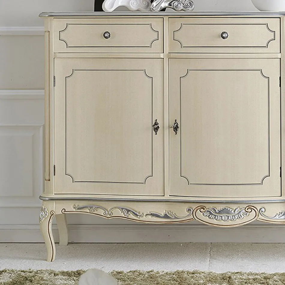 Credenza Classica da Interno in Legno Bianco o Noce Made in Italy - Chantilly Viadurini