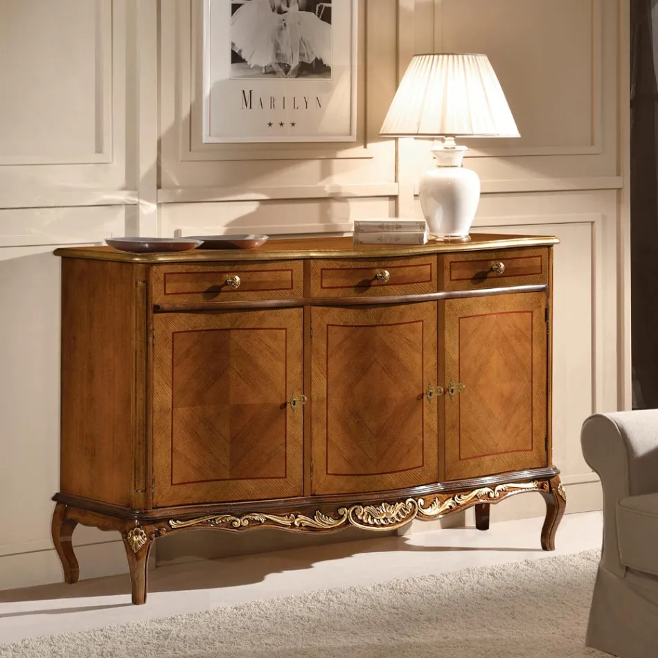 Credenza Classica da Interno in Legno Bianco o Noce Made in Italy - Chantilly Viadurini