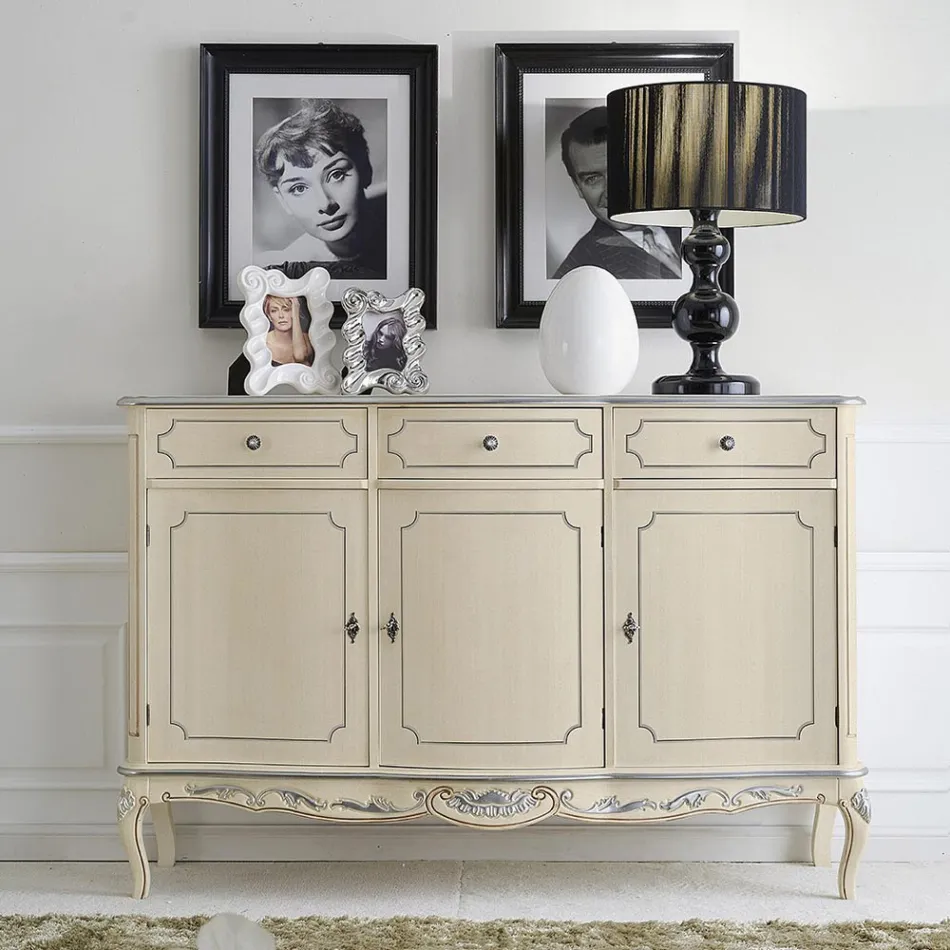 Credenza Classica da Interno in Legno Bianco o Noce Made in Italy - Chantilly Viadurini