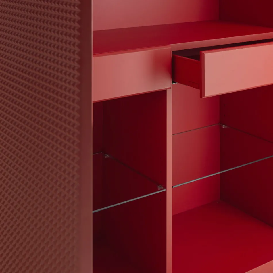 Credenza da Soggiorno con 2 Ante in Finitura Diamante Made in Italy - Sagittario Viadurini