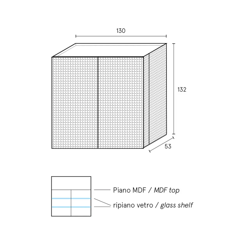 Credenza da Soggiorno con 2 Ante in Finitura Diamante Made in Italy - Sagittario Viadurini