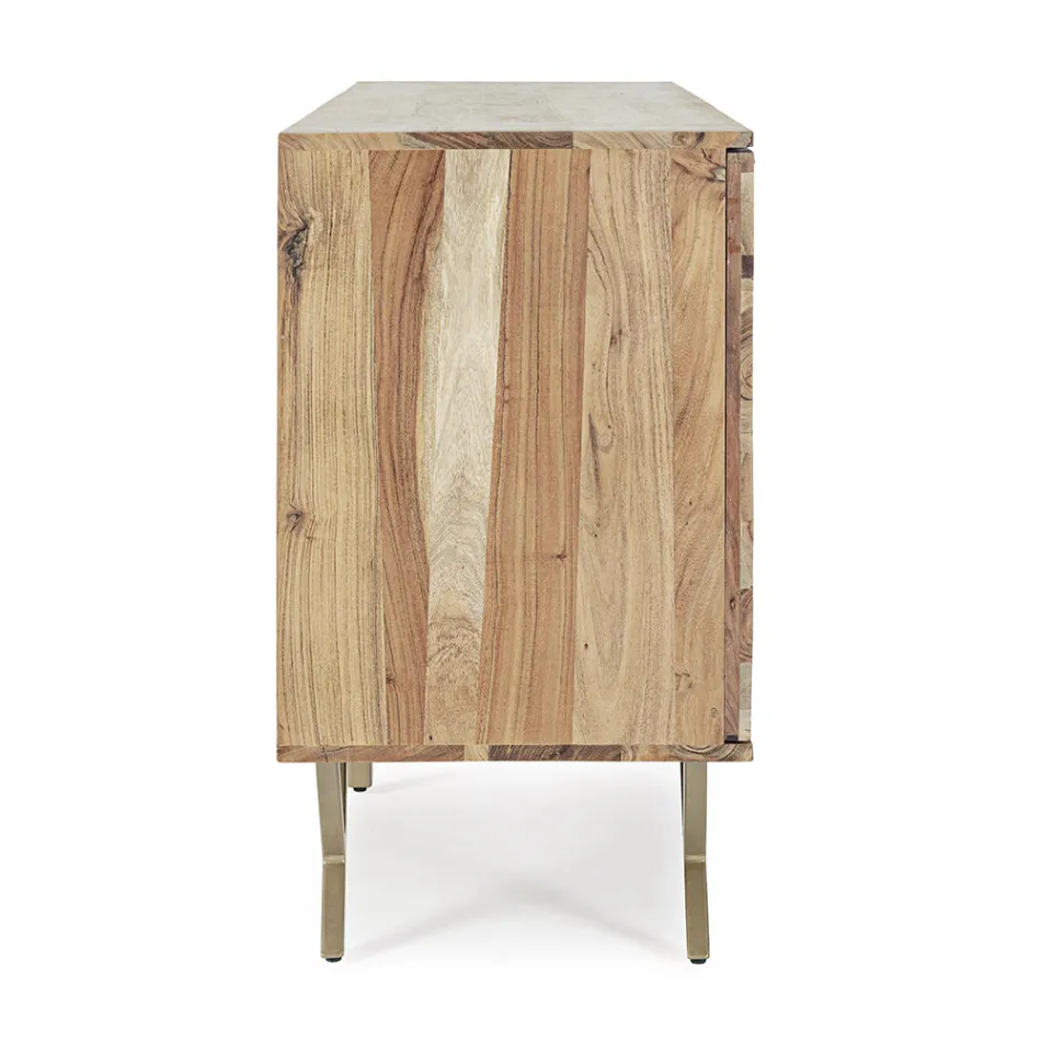 Credenza in Legno di Acacia a 2 Ante e 3 Cassetti Design Homemotion - Carla Viadurini