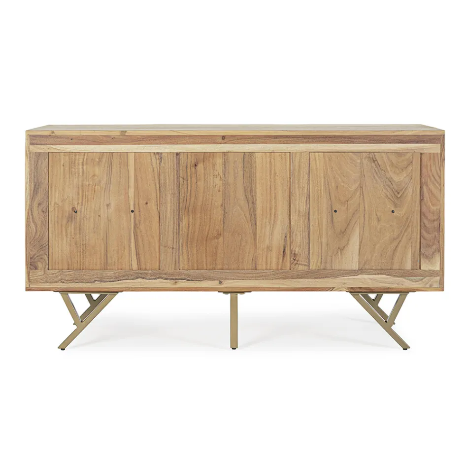 Credenza in Legno di Acacia a 2 Ante e 3 Cassetti Design Homemotion - Carla Viadurini