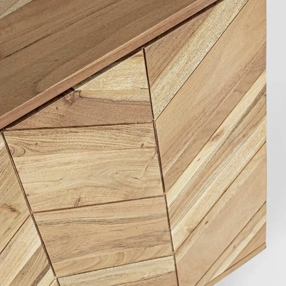 Credenza in Legno di Acacia a 2 Ante e 3 Cassetti Design Homemotion - Carla Viadurini
