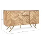 Credenza in Legno di Acacia a 2 Ante e 3 Cassetti Design Homemotion - Carla Viadurini