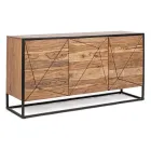 Credenza in Legno di Acacia e Acciaio 3 o 4 Ante Homemotion - Cristoforo Viadurini