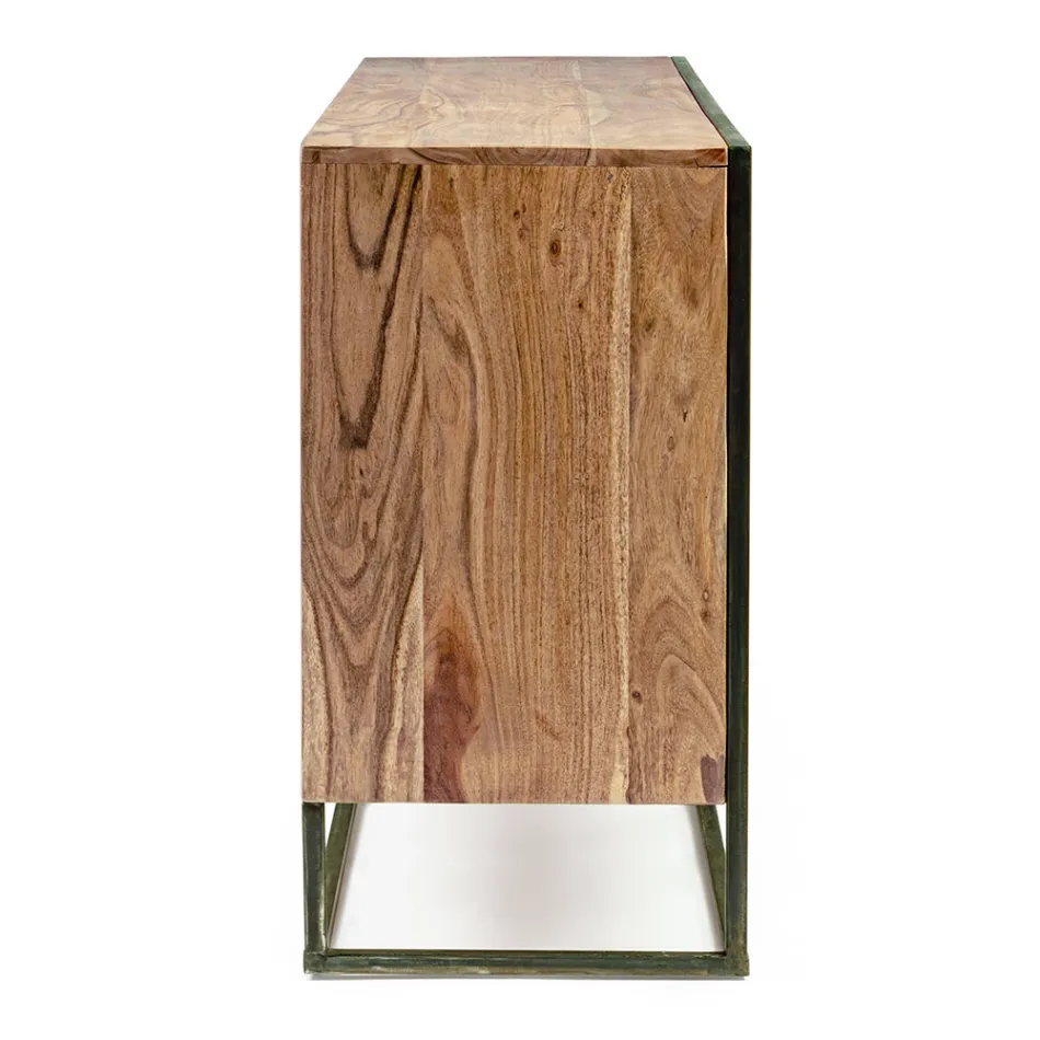 Credenza in Legno di Acacia e Acciaio 3 o 4 Ante Homemotion - Cristoforo Viadurini