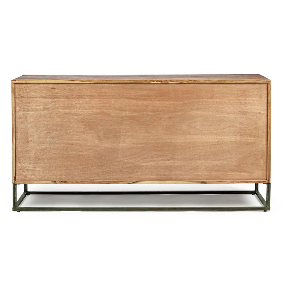 Credenza in Legno di Acacia e Acciaio 3 o 4 Ante Homemotion - Cristoforo Viadurini