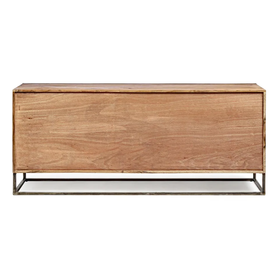 Credenza in Legno di Acacia e Acciaio 3 o 4 Ante Homemotion - Cristoforo Viadurini