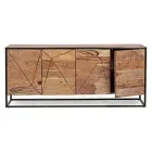 Credenza in Legno di Acacia e Acciaio 3 o 4 Ante Homemotion - Cristoforo Viadurini