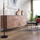 Credenza in Legno di Acacia e Acciaio 3 o 4 Ante Homemotion - Cristoforo Viadurini