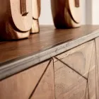 Credenza in Legno di Acacia e Acciaio 3 o 4 Ante Homemotion - Cristoforo Viadurini