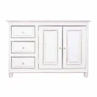 Credenza in Legno di Mango Massello Verniciato Bianco Stile Rustico - Renga Viadurini