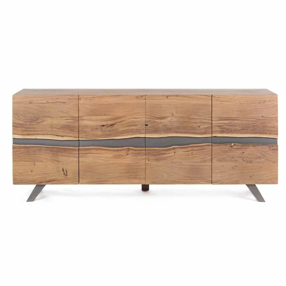 Credenza in Legno e Acciaio Verniciato Design Moderno Homemotion - Silvia Viadurini