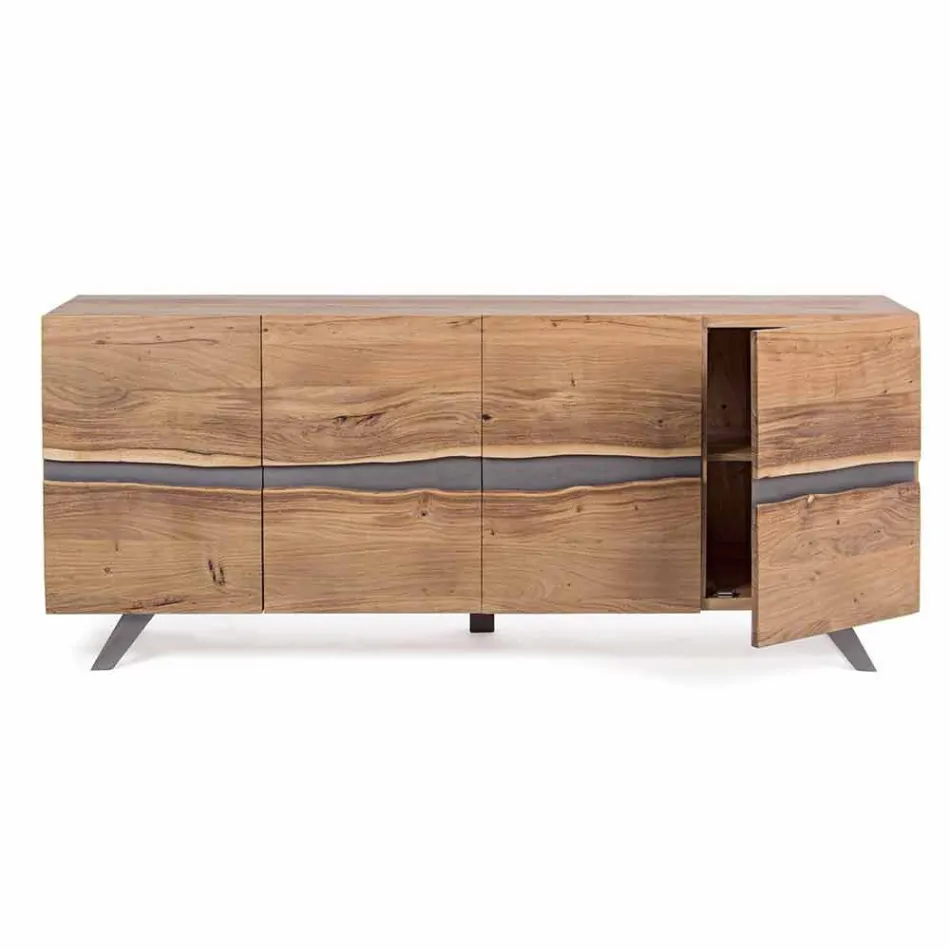 Credenza in Legno e Acciaio Verniciato Design Moderno Homemotion - Silvia Viadurini