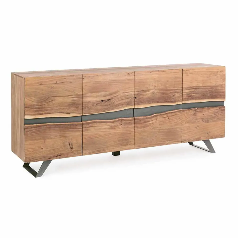 Credenza in Legno e Acciaio Verniciato Design Moderno Homemotion - Silvia Viadurini