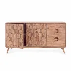 Credenza in Legno Finitura Naturale con Ante e Cassetti Homemotion - Ventador Viadurini