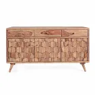 Credenza in Legno Finitura Naturale con Ante e Cassetti Homemotion - Ventador Viadurini