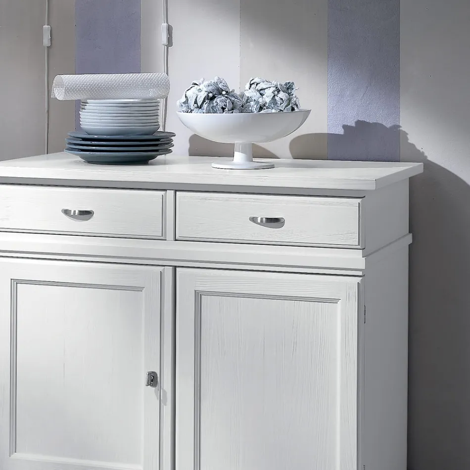 Credenza in Legno Laccato Bianco con 2 Ante e 2 Cassetti Made in Italy - Sogbo Viadurini