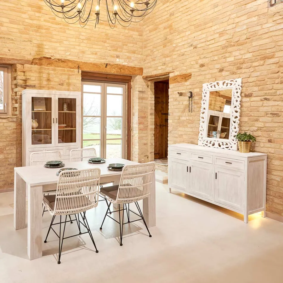 Credenza in Teak Massello con 3 Ante e 3 Cassetti - Sumo Viadurini