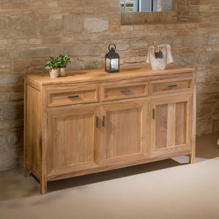 Credenza in Teak Massello con 3 Ante e 3 Cassetti - Sumo Viadurini
