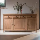 Credenza in Teak Massello con 3 Ante e 4 Cassetti - Judo Viadurini
