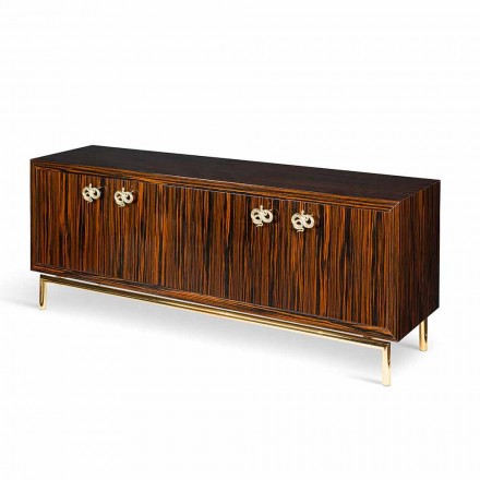 Credenza moderna con 4 ante in legno di ebano lucido Ada 2 Viadurini