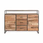 Credenza Moderna con Struttura in Legno di Acacia e Acciaio Homemotion - Posta Viadurini