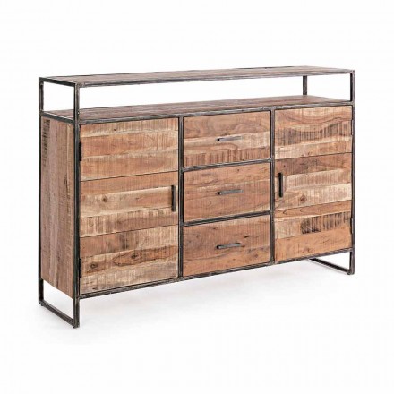 Credenza Moderna con Struttura in Legno di Acacia e Acciaio Homemotion - Posta Viadurini