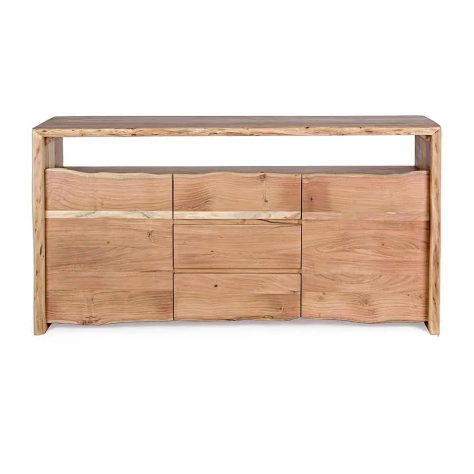 Credenza Moderna in Legno di Acacia con 2 Ante e 3 Cassetti Homemotion - Lauro Viadurini
