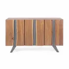 Credenza Moderna in Legno di Acacia con Inserti in Metallo Homemotion - Sonia Viadurini