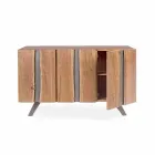 Credenza Moderna in Legno di Acacia con Inserti in Metallo Homemotion - Sonia Viadurini