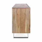 Credenza Moderna in Legno di Acacia con Inserti in Metallo Homemotion - Sonia Viadurini