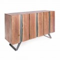 Credenza Moderna in Legno di Acacia con Inserti in Metallo Homemotion - Sonia