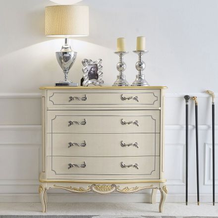 Credenza Salotto Classica Legno Bianco o Noce Made in Italy - Chantilly Viadurini