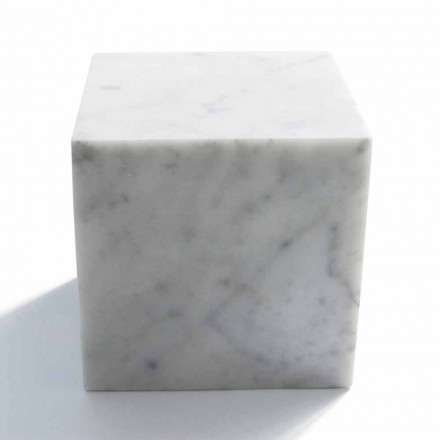 Cubo Fermacarte Design in Marmo Bianco di Carrara Satinato Made in Italy - Qubo Viadurini