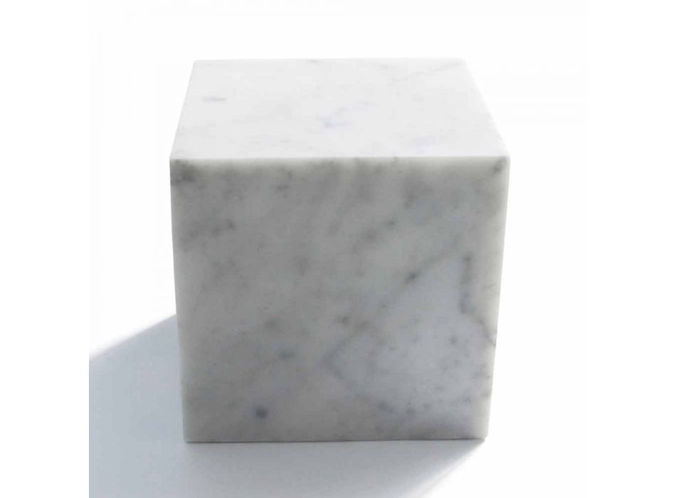 Cubo Fermacarte Design in Marmo Bianco di Carrara Satinato Made in Italy - Qubo Viadurini