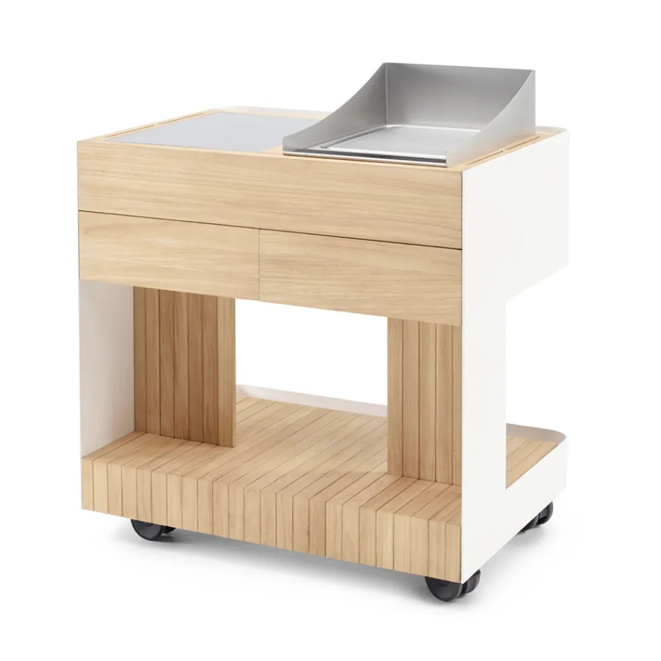 Cucina da Esterno 96x70x93 cm Realizzata in Teak Massiccio e Alluminio - Raffinata Viadurini