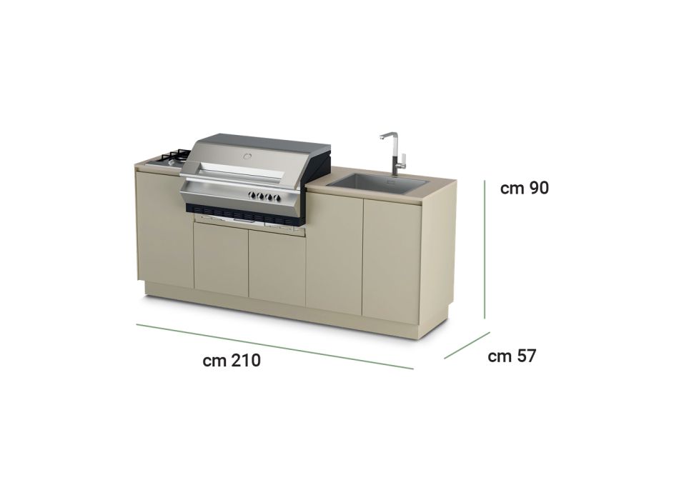 Camino Da Giardino Dobar Con Grill - Acciaio Inox Nero 57.5x38x148cm