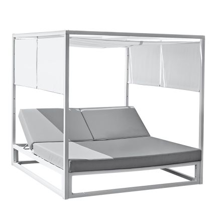 Daybed da Esterno con Struttura in Alluminio Bianco Reclinabile - Jurica Viadurini