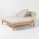 Daybed da Giardino in Teak, Alluminio, Corda e Cuscini - Jacub Viadurini