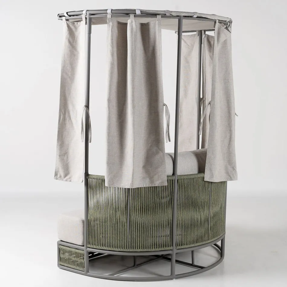 Daybed da Giardino in Teak, Alluminio, Corda ROPE+ e Cuscini - Arcangelo Viadurini