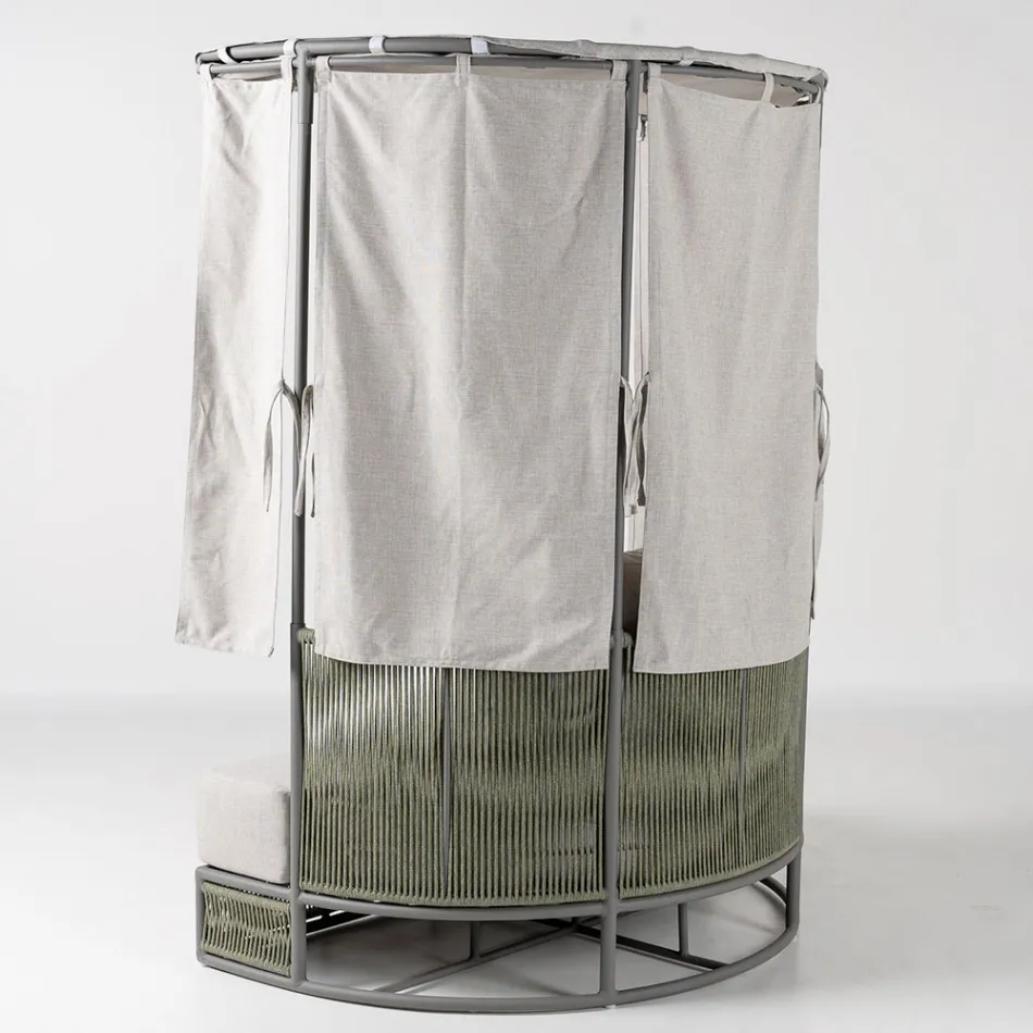 Daybed da Giardino in Teak, Alluminio, Corda ROPE+ e Cuscini - Arcangelo Viadurini