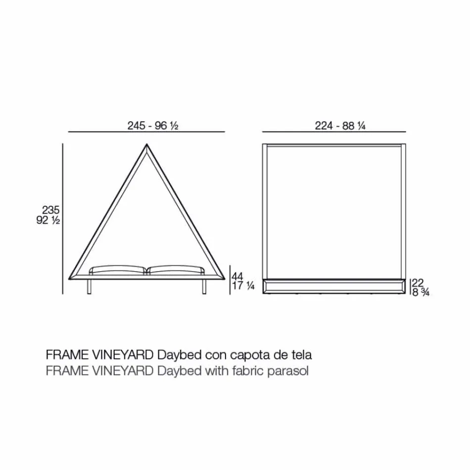 Daybed Esterno in Alluminio e Tessuto Design di Lusso - Frame Vineyard by Vondom Viadurini