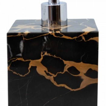 Dispenser Sapone Liquido da Bagno Design Quadrato in Marmo Portoro - Maelissa