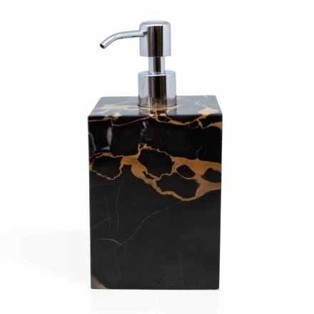 Dispenser Sapone Liquido da Bagno Design Quadrato in Marmo Portoro - Maelissa Viadurini