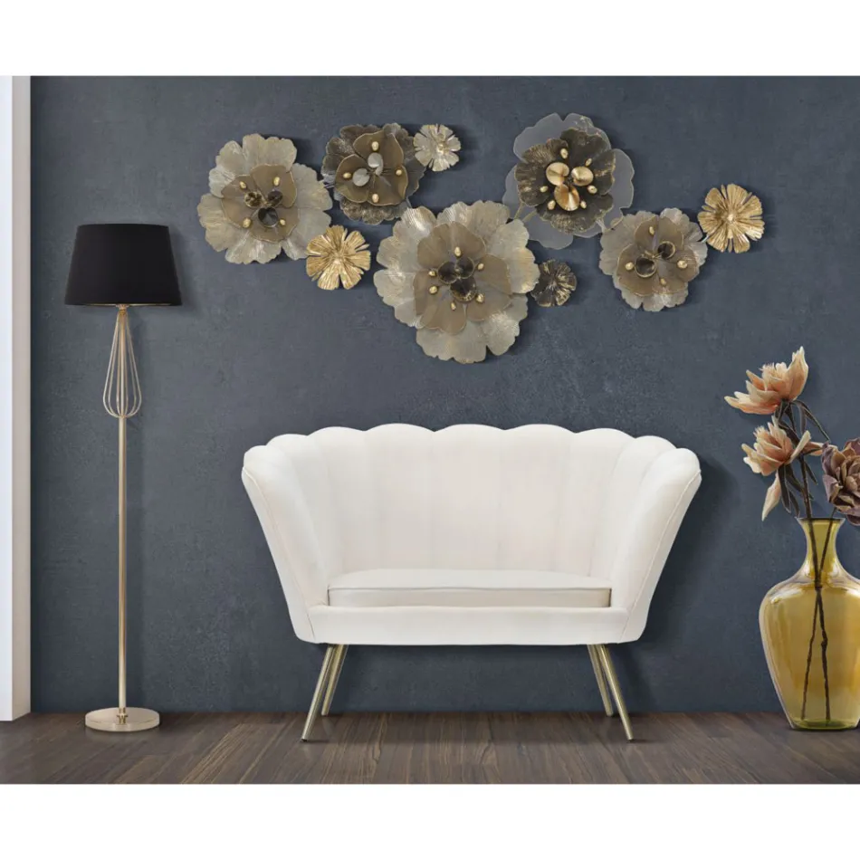 Divanetto 2 Posti Moderno in Velluto con Piedini in Ferro Dorato - Annina Viadurini