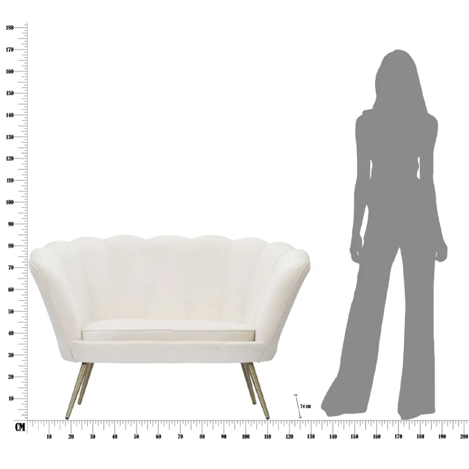 Divanetto 2 Posti Moderno in Velluto con Piedini in Ferro Dorato - Annina Viadurini