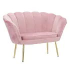 Divanetto 2 Posti Moderno in Velluto con Piedini in Ferro Dorato - Annina Viadurini